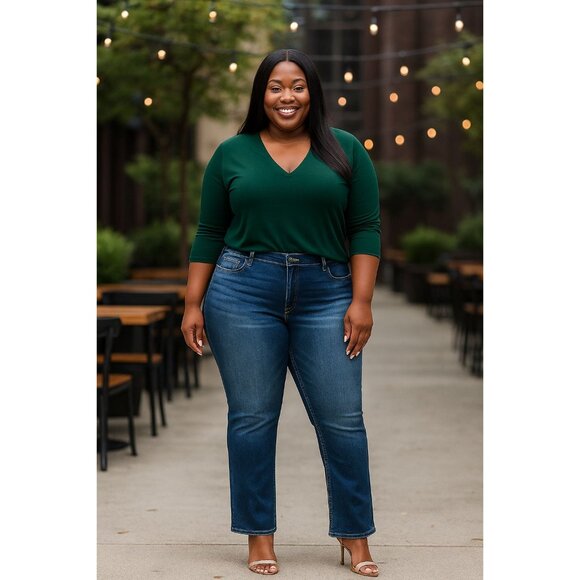 Lee Women’s Plus Size 24W Jeans Boot Cut Mid-Rise Lightweight Stretch Denim Blue - Picture 8 of 10